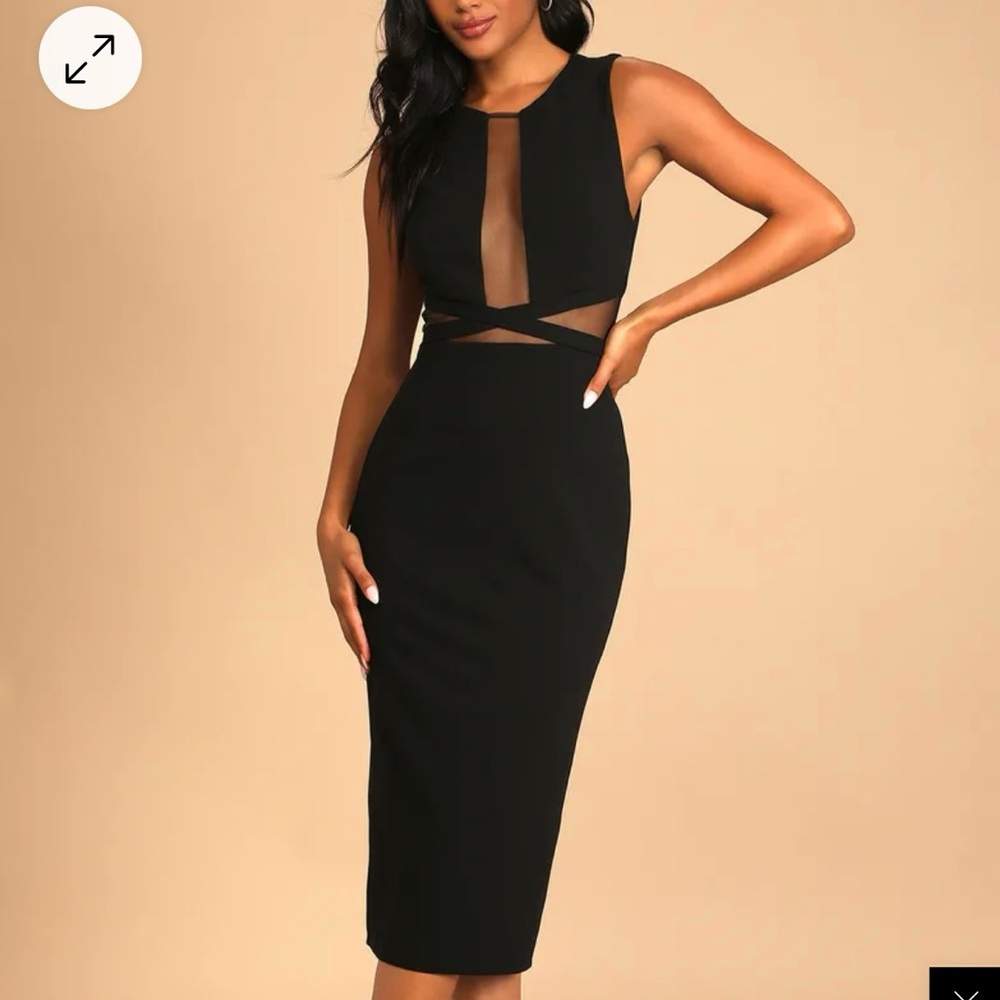 Lulus Not Meshing Around Black Cutout Bodycon Midi Dress - Size M